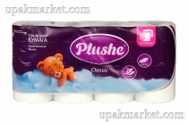 Туалетная бумага PLUSHE Classic/Классическая 2х сл. 18м Белое сплошное (8 рулонов в упаковке)