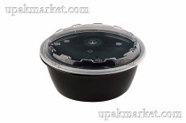 Контейнер 0,95л 173х64 с крышкой круглый черный ПП ВЗЛП