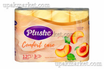 Туалетная бумага PLUSHE Comfort Сare/Комфорт 3х сл. 16м Персик (12 рулонов в упаковке) ароматизированная