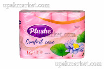 Туалетная бумага PLUSHE Comfort Сare/Комфорт 3х сл. 16м Розовая (12 рулонов в упаковке) ароматизированная