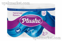 Туалетная бумага PLUSHE 2х сл. 14м Super Light/ Супер Формат (12 рулонов в упаковке)  