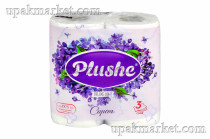 Туалетная бумага PLUSHE Delux Light/Делюкс "Сирень" 3х сл. 15м (4 рулона в упаковке)