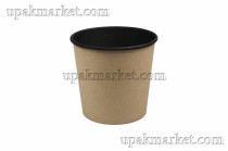 Картонная черно-крафтовая супница Round Bowl 500 100(76)х95мм 490мл ДНО OSQ (OCQ, OCIQ, ОСК, ОЭСКЬЮ, ОСИКЬЮ)