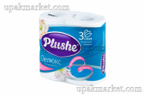 Туалетная бумага PLUSHE Deluxе/Делюкс 3 слоя 16,8м 4 рулона в упаковке с ароматом