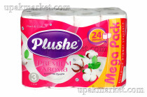 Туалетная бумага PLUSHE Premium Aroma/Премиум Жемчуг и хлопок 3х сл. 15м ароматиризованная (6 рулонов в упаковке)
