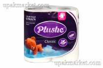 Туалетная бумага PLUSHE Classic/Классическая 2х сл. 18м Белое сплошное (4 рулона в упаковке)