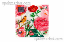 Салфетки 33х33 трехслойные "Розы с птичкой" 20шт Art Bouquet